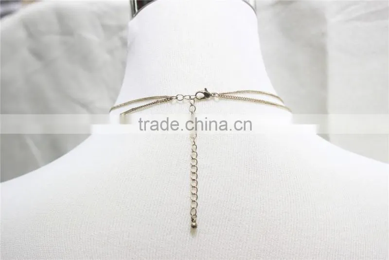 Gold Double Layered w/ White Diamond Necklace 2016 Fashion Style Wholesale