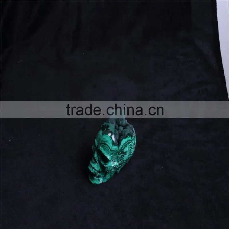 Wholesale Natural Malachite crystal stone skull handmade carving