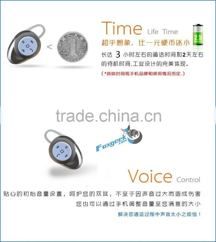 Mini Wireless Bluetooth Handsfree Headset Headphone Earphone portable and invisible for mobile phones
