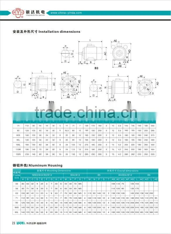 Single Phase ac motor 230v 100w
