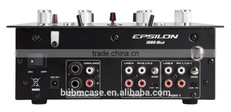 Factory Price EPSILON INNO MIX 2 channel SCRATCH DJ mixer with Balance TRS 1/4 Master Outputs & 1/4 Headphone Input