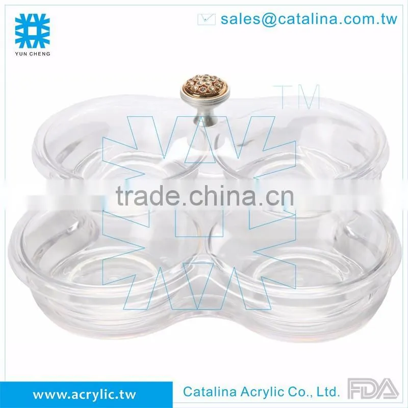 Luxury Acrylic Plastic Banquet wedding dessert Fruit 3 around compartment tray