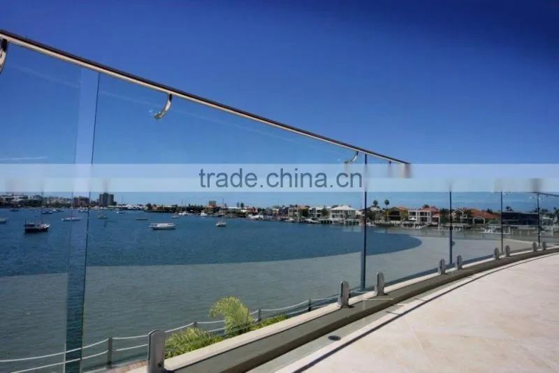 Safety Glass Fence Design By Stainless Steel Spigots With Tempered Glass Sheet Combination/Frameless Glass Railing