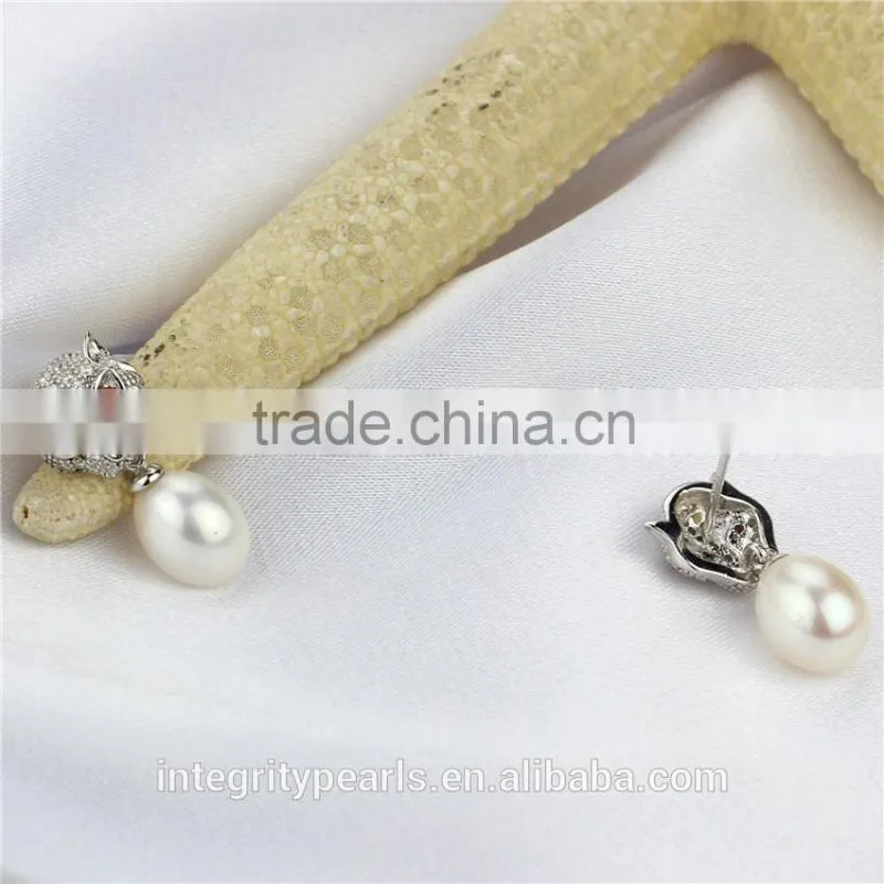 leopard animal shape Top Quality 925 Sterling Silver natural pearl Pendant and Earring Set
