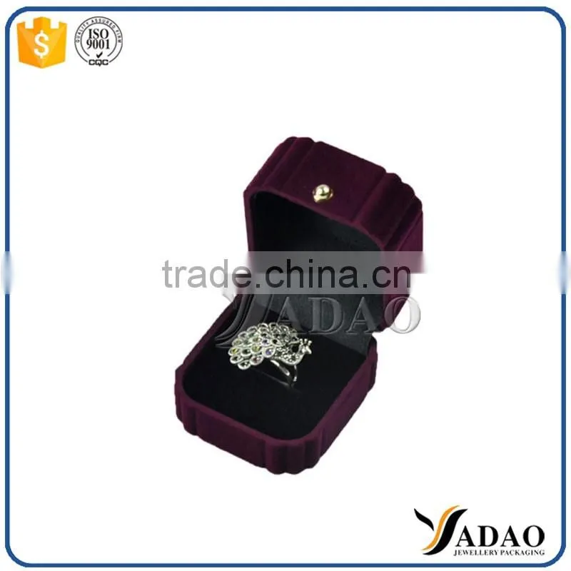 unique high quality purple custom velvet jewelry boxes ring packaging