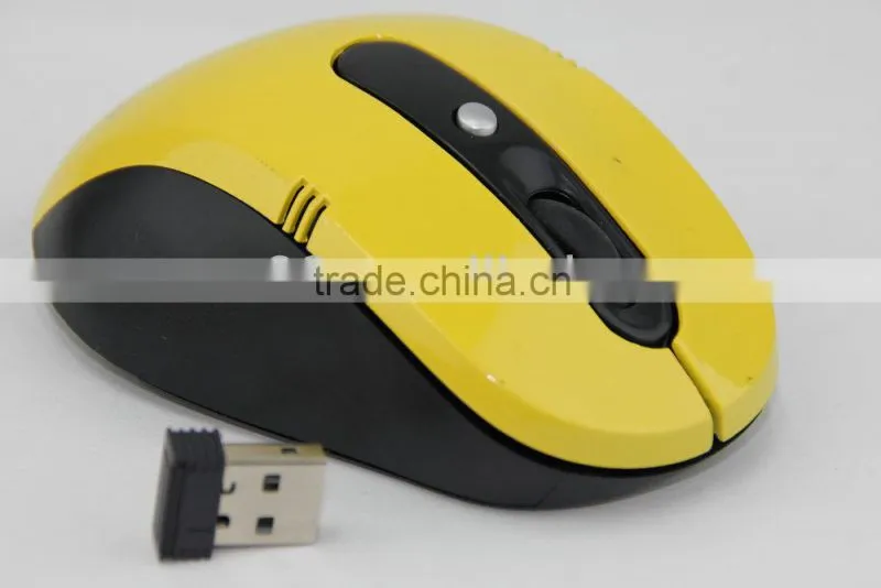 2013 high quality fashion yellow 2.4G usb wireless mouse