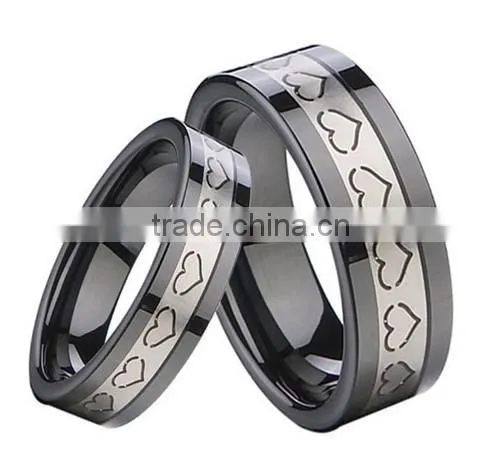 Fashionable Men and Women Black Ceramic Wedding Band Ring