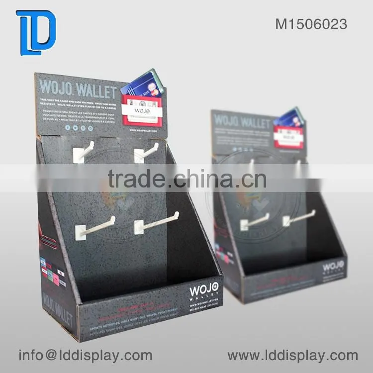 Cardboard counter top display with hooks