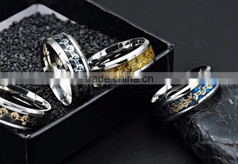 2016 Silver Wedding Band Jewelry Unique Pattern Stainless Steel Polished Rings for Mens