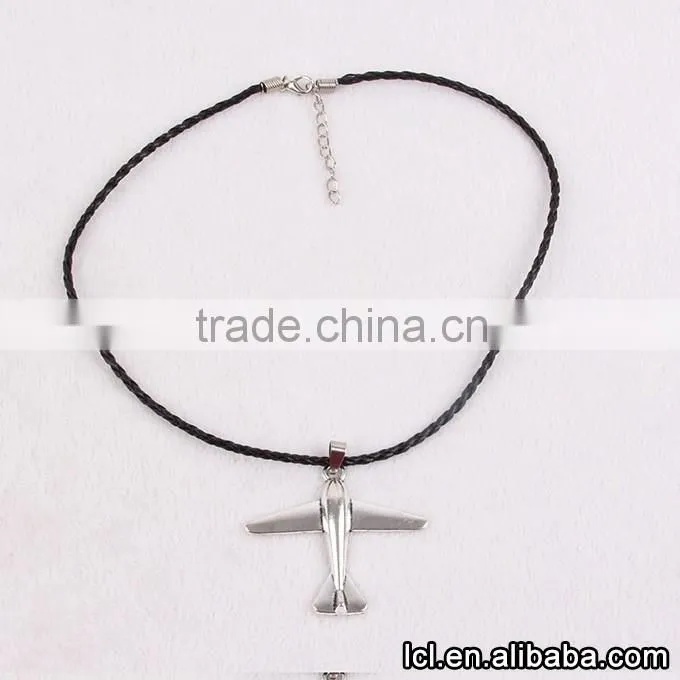 Low price airplane necklace , hot sale airplane pendant short chain necklace