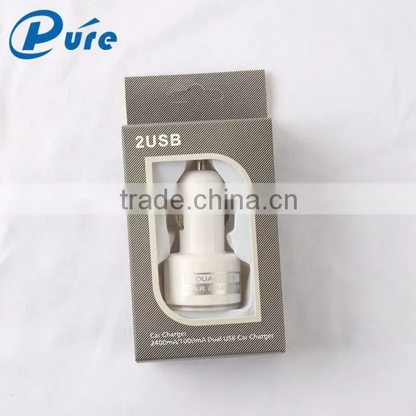 New arrival high quality mini usb car charger adapter 2100MA output current for mobile cell phone Ipad