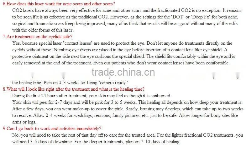 Professional Co2 for Skin Resurfacing Acne Scar Treatment