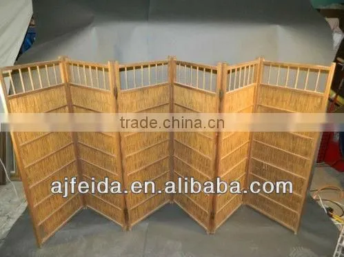 Antique Bamboo and Cedar Japanese Six-Paneled Folding Screen, bamboo screen