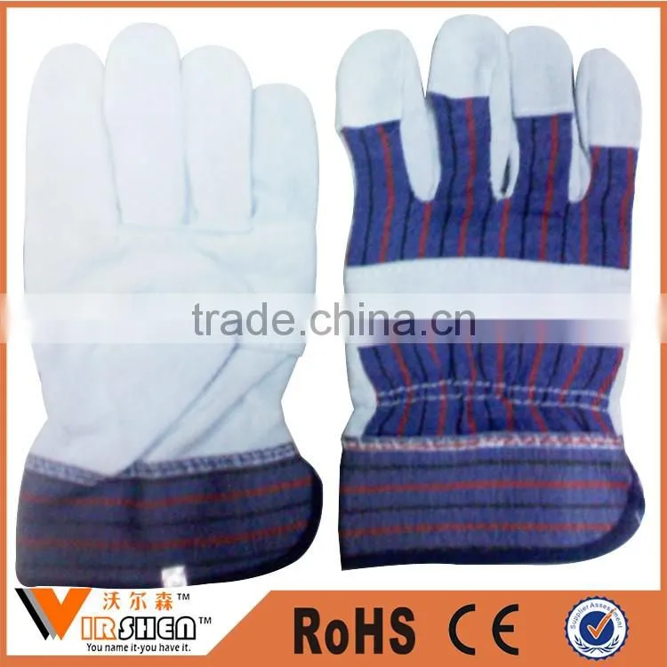manufacturers reinforced palm cow grain double palm for heavy duty cheap leather work gloves indonesia