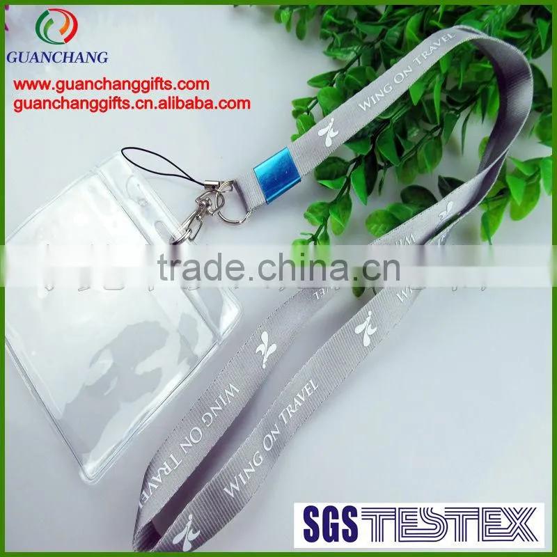 OEM promotion custom neck lanyards with eyelet PVC bag