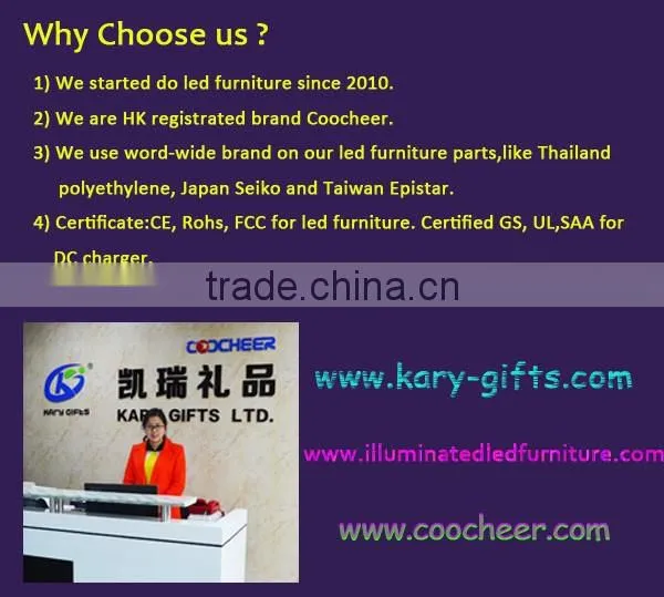 LED illuminated dinning table cafe furniture