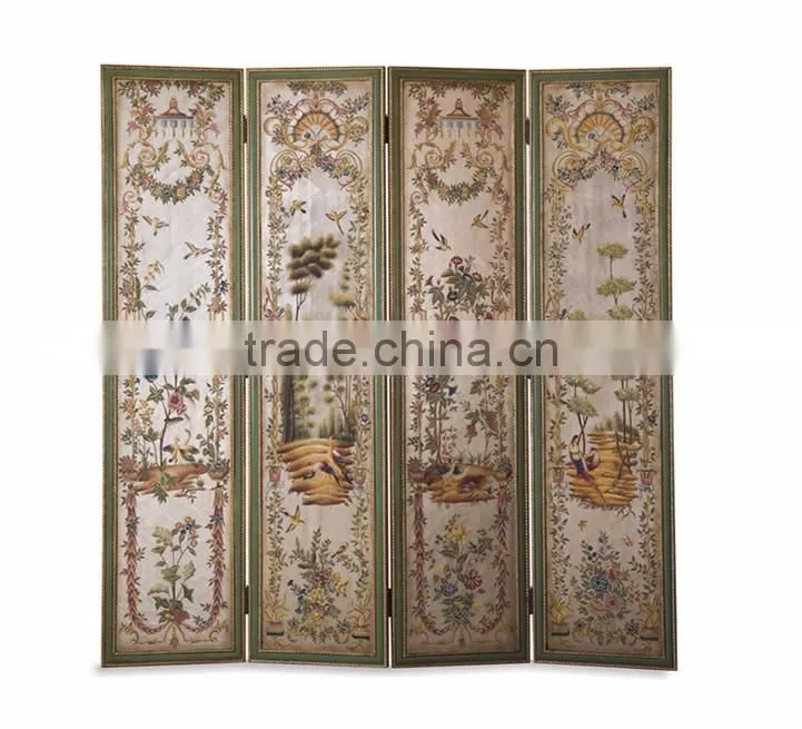 Antique Wooden Curio Floor Screens, Luxury Gold Painting Decorative Folding Screen, Classical Furniture Wood Carved Screen