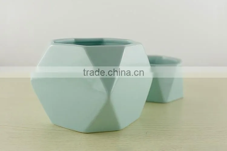 Factory wholesale custom design prismatic holder ceramic candle jar