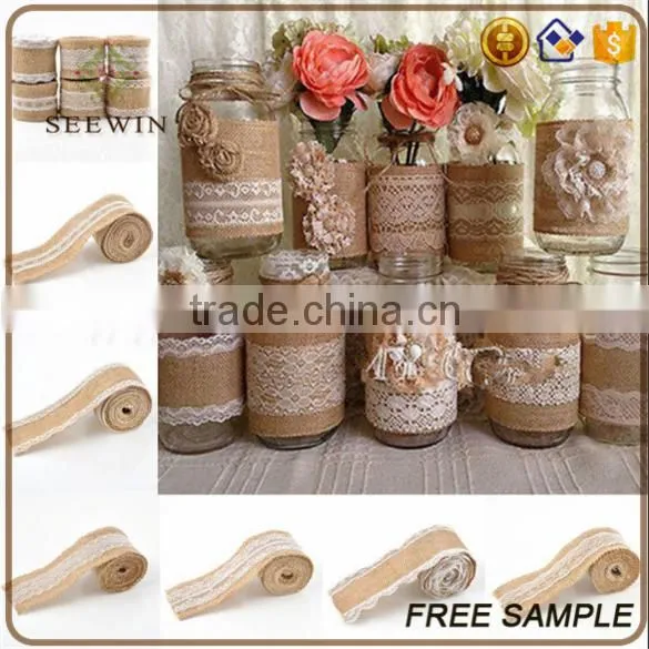top quality natural jute material burlap celebrate it ribbon