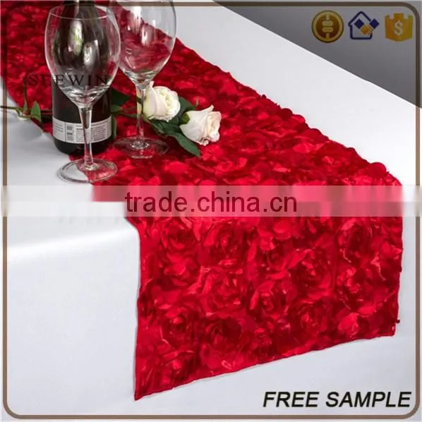 high quality royal elegant easter satin rosette red table runner