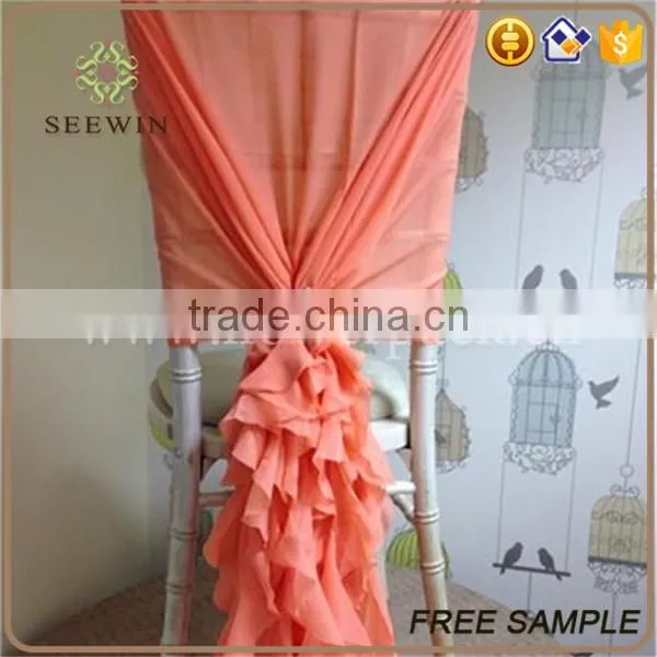 chiffon ruffled banquet chair cover for wedding party