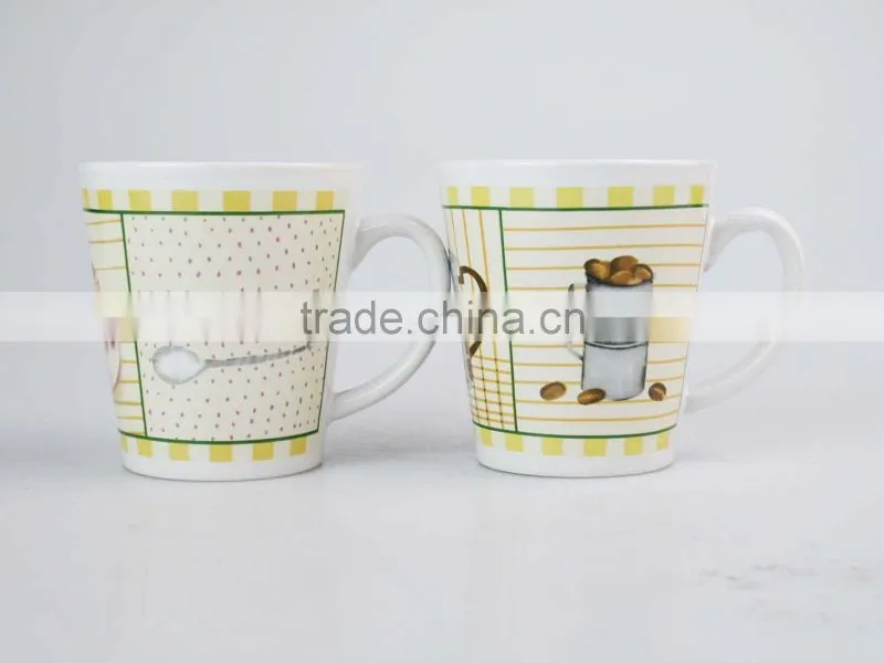 Set of 3 porcelain tea cup set with decal printing