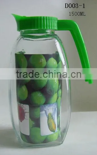 1500ml glass water bottle with rotating plastic lid