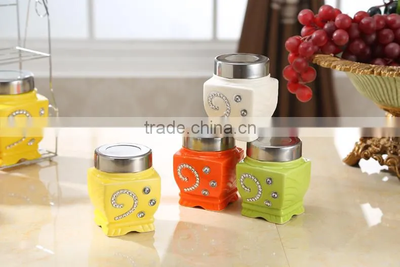 12 pcs ceramic airtight with matal lid&stand