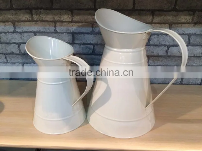 Home Decorative Galvanized Vintage Metal Pitcher Flower Jug