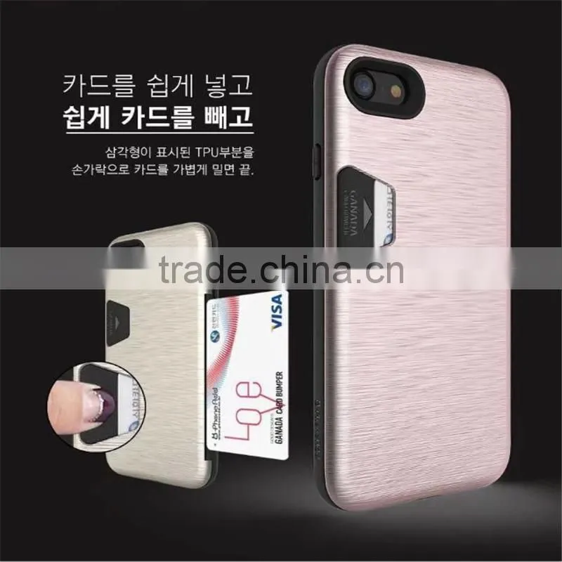 Ganada anti-skid card bumper/card pocket PC&TPU cell phone case for Iphone