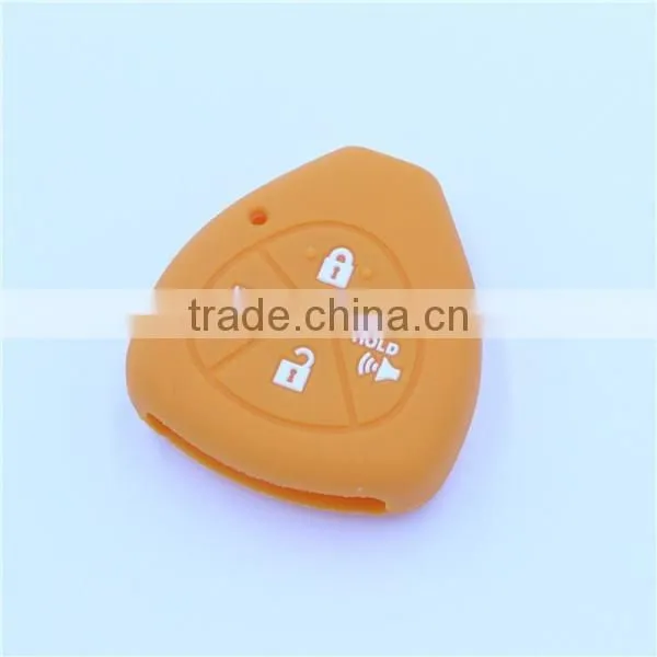 Triangle shaped Silicone car key shell with led light hole. fob key case for toyota 4 buttons