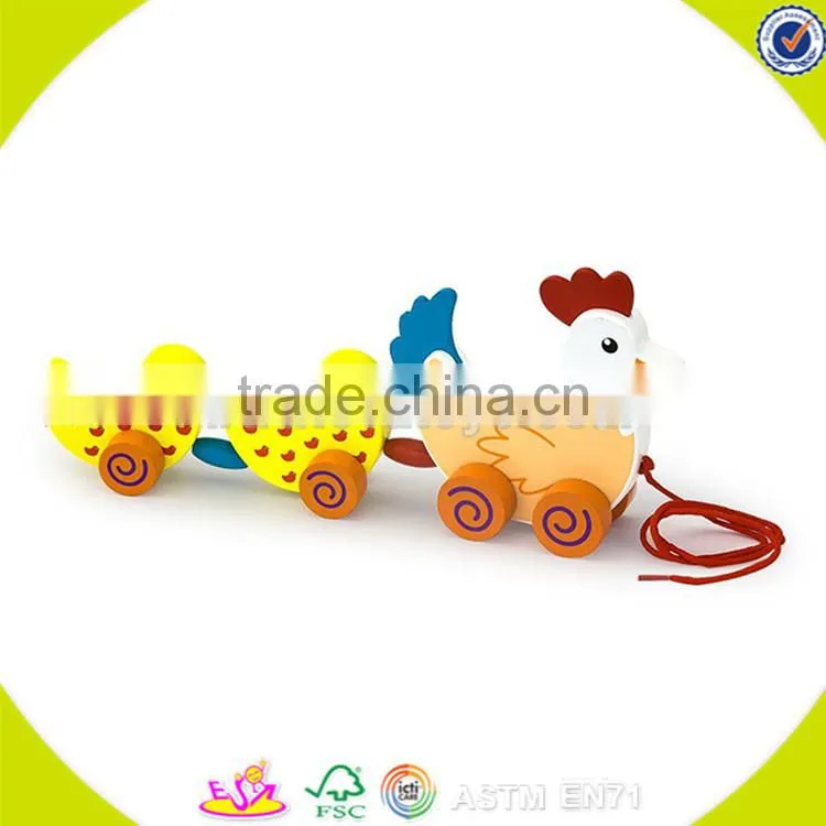wholesale brand new wooden children pull animal car toy top quality wooden pull animal car toy W05B035