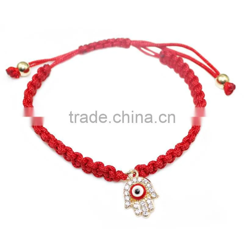 enamel gold heart charm handwoven bracelet adjustable braided macrame bracelet promotional friendship bracelet
