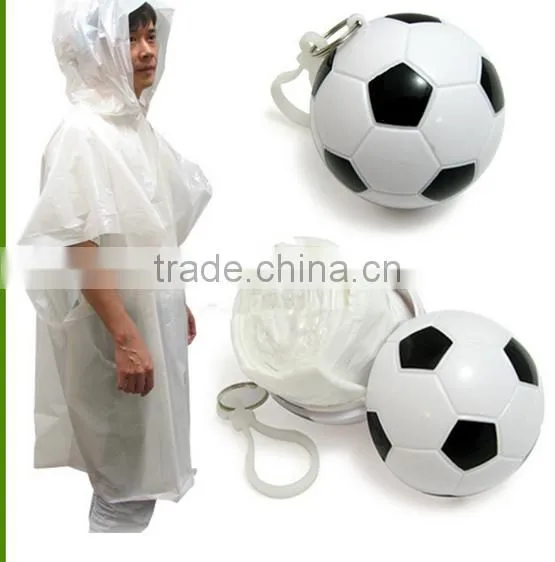 PE Poncho with ball, ball poncho, raincoat with ball for promotion