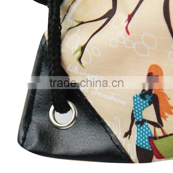 Hot Sales New recycle nylon drawstring bags with reflective corners