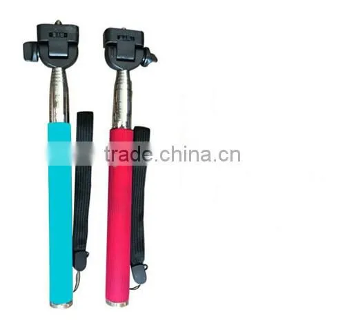 2014 new extendable mobile phone selfie stick with blue tooth remote shutter