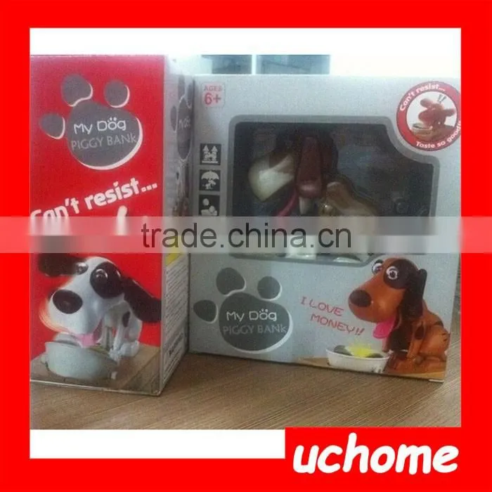 UCHOME Hot selling Christmas gift plastic carton eating dog coin bank