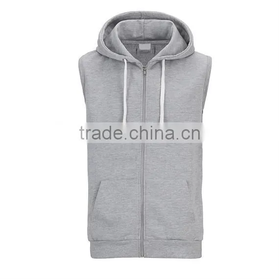 no name hoodies plain black hoodies 80% ringspun cotton 20% polyester Full Zip Sleevless Bodybuilding Hoodies