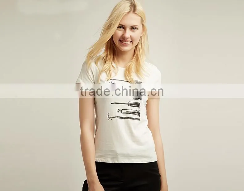 2017 new collection custom fashion t-shirt summer woman sports printing cotton t-shirt
