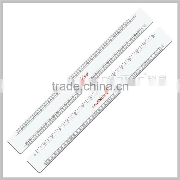 Kearing Luxury Durable Plastic 30 cm Flat Oval Scale Ruler with different Proportions Engineer Usage # 8505