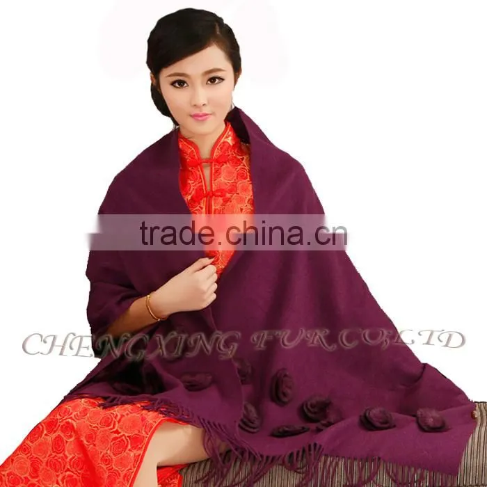 CX-B-P-36G Lady's Fashion Acrylic Scarf/Pashmina Scarf/Pashmina Shawl With Fur Flower