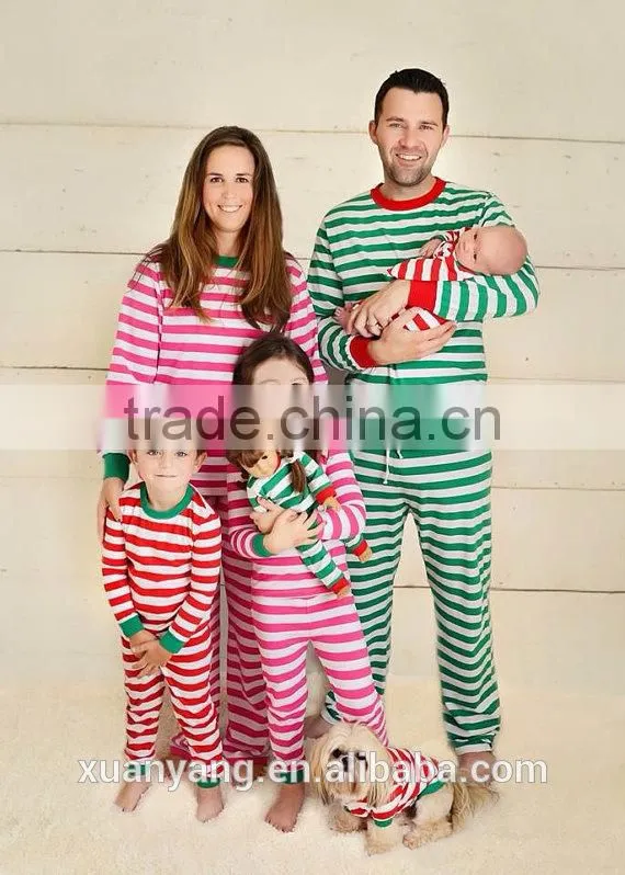 stripe knit cotton matching family pajamas