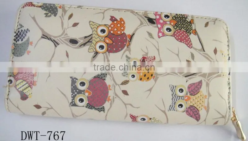 Fashion high quality PU stylish print owl wallet