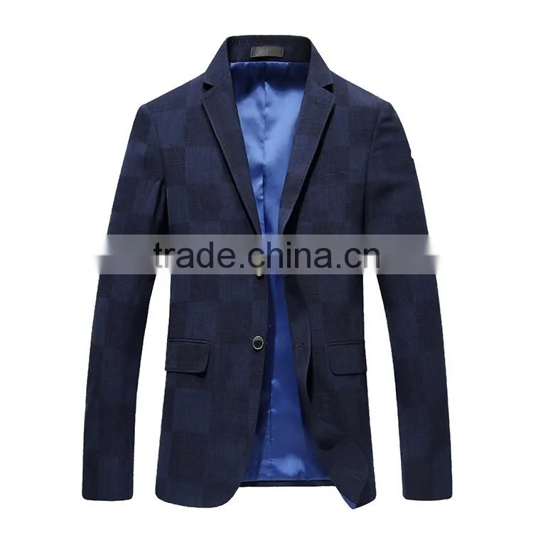 Wholesale Casual Men'S Fashion Check Button Suit Jacket Blazer