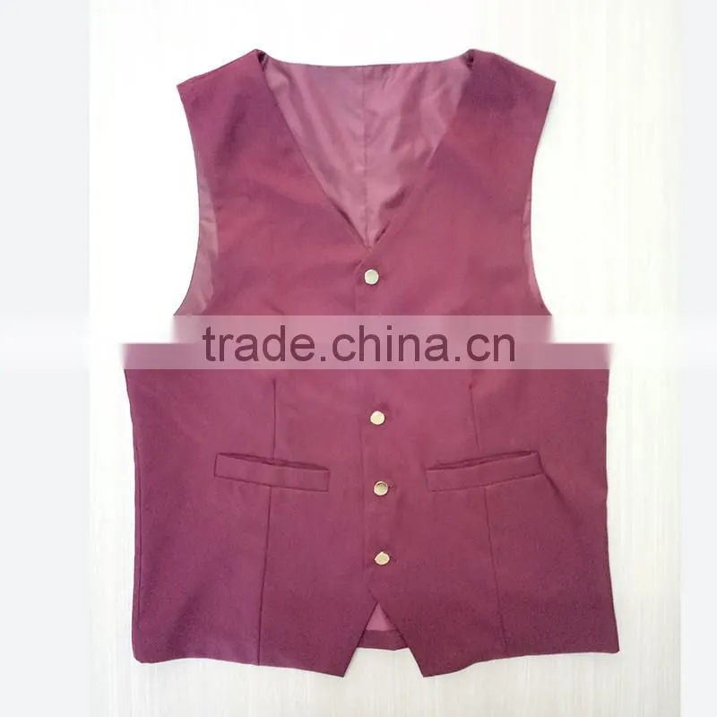 Customized Work Vest Burgundy Hotel Restaurant Waitress Uniforms