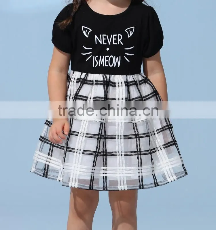 Custom baby girl check mesh woven dress