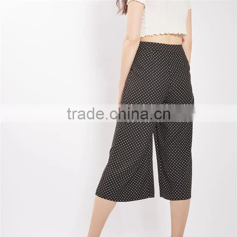 New Arrival Womens High Rise Polka Dot Wide Leg Cropped Slacks