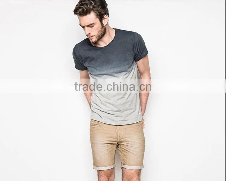 round neck short sleeve dip dye t shirt for men with 100% cotton t shirt in Guangzhou 41a