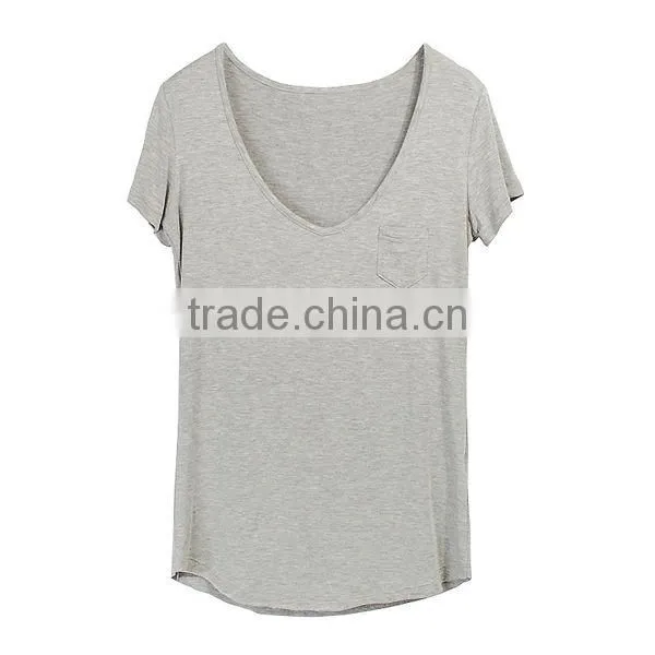 OEM Private Label Cotton Deep V Neck T Shirts For Women