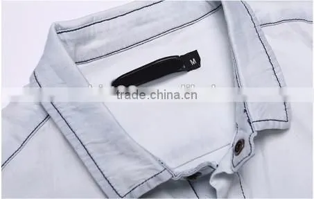 New arrival 2016 men shadow color slim fit denim casual shirt